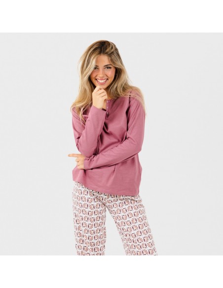 Pijama largo algodón Calsa malva rosa pijama-largo-algodon