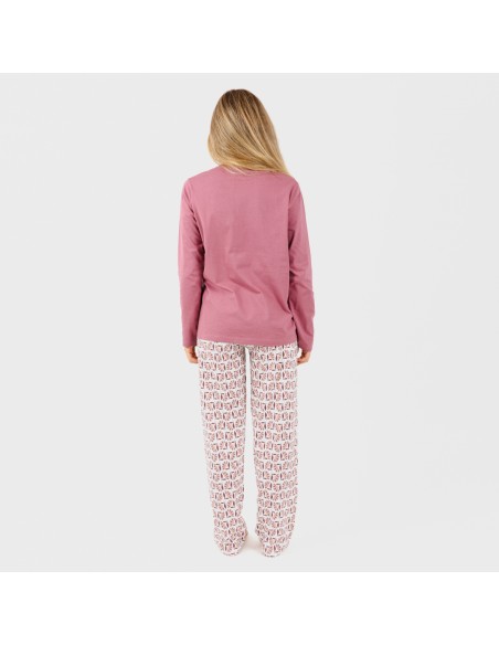 Pijama largo algodón Calsa malva rosa pijama-largo-algodon