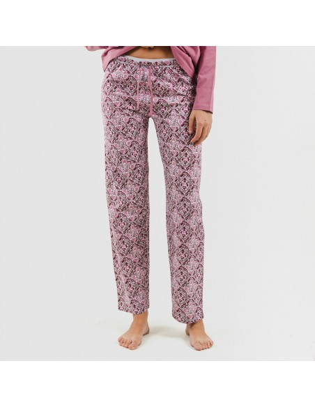 Pijama largo algodón Malura malva rosa pijama-largo-algodon