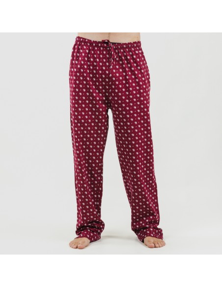 Pijama largo algodón hombre Cachemir burdeos ropa-de-estar-por-casa