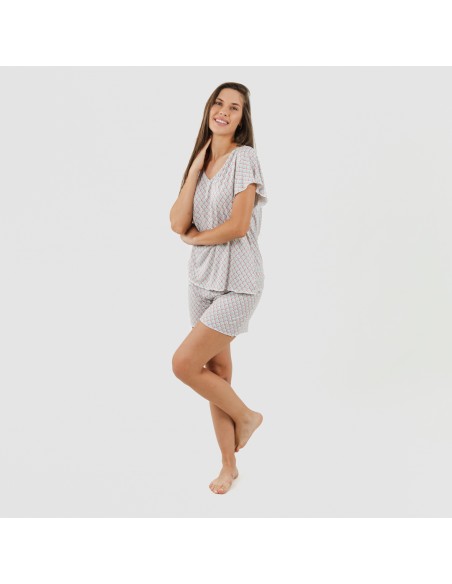 Pijama manga corta mujer soft Higuera malva rosa pijama-corto-sedoso