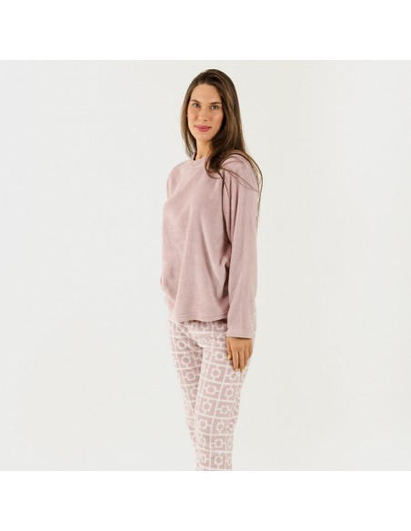 Pijama coral Taormina malva pijama-coralina