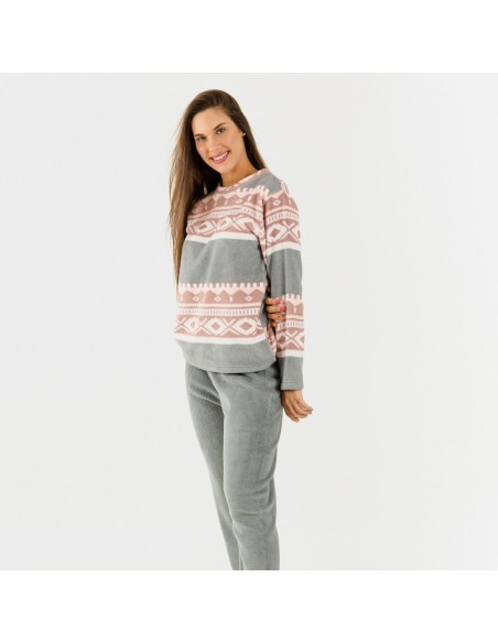 Pijama coral Solini gris pijama-coralina