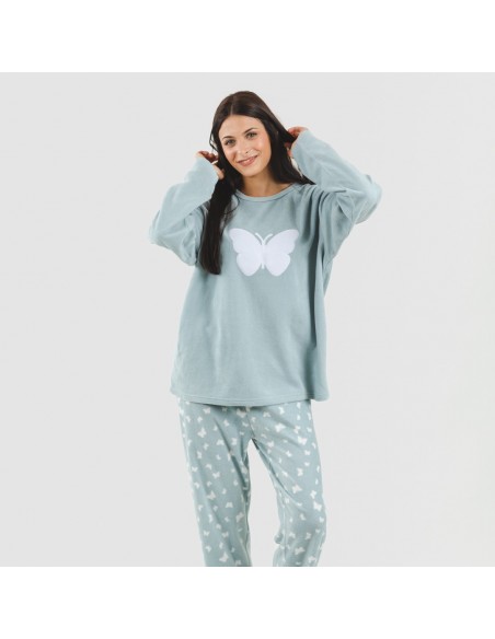 Pijama polar Butterflies verde tiffany pijama-polar