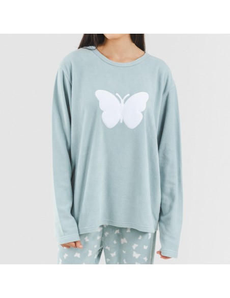 Pijama polar Butterflies verde tiffany pijama-polar