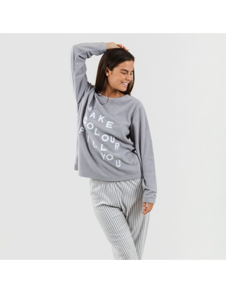 Pijama polar Emiro gris medio pijama-polar