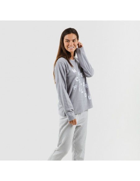 Pijama polar Emiro gris medio pijama-polar