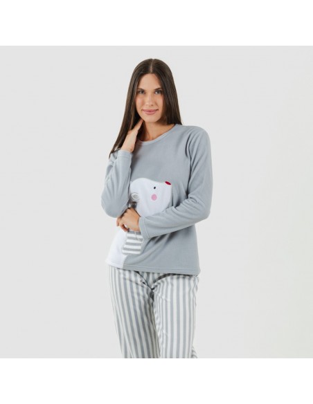 Pijama polar Oso polar gris plomo pijama-polar