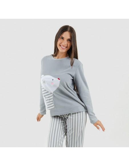 Pijama polar Oso polar gris plomo pijama-polar