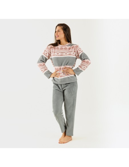 Pijama coral Solini gris pijama-coralina