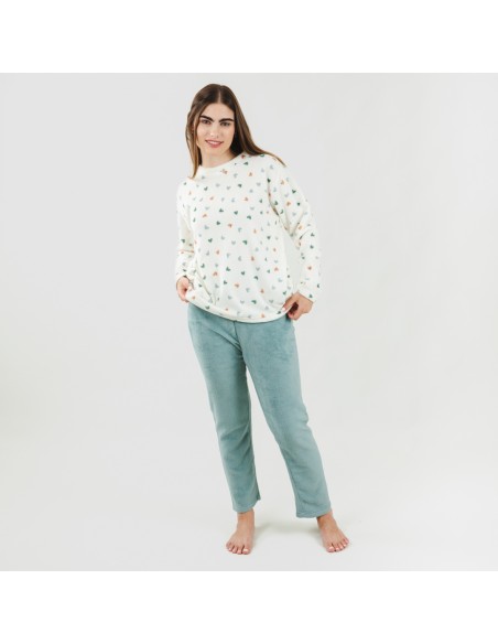 Pijama coral Julie verde tiffany pijama-coralina