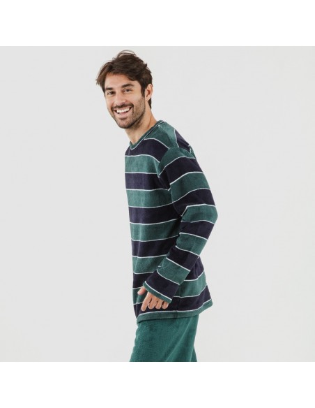 Pijama coral hombre Lorenzo verde pijama-coralina