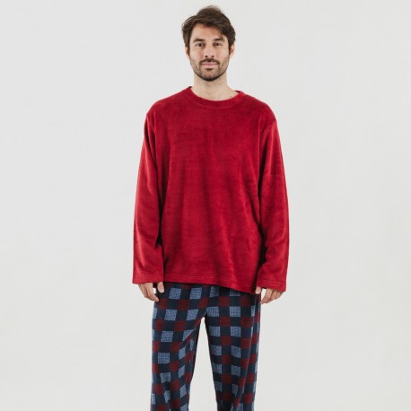 Pijama coral hombre Blas burdeos pijama-coralina