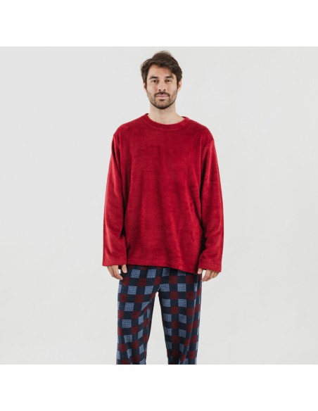 Pijama coral hombre Blas burdeos pijama-coralina