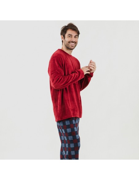 Pijama coral hombre Blas burdeos pijama-coralina