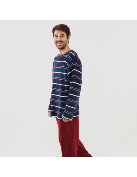 Pijama coral hombre Lucio burdeos pijama-coralina