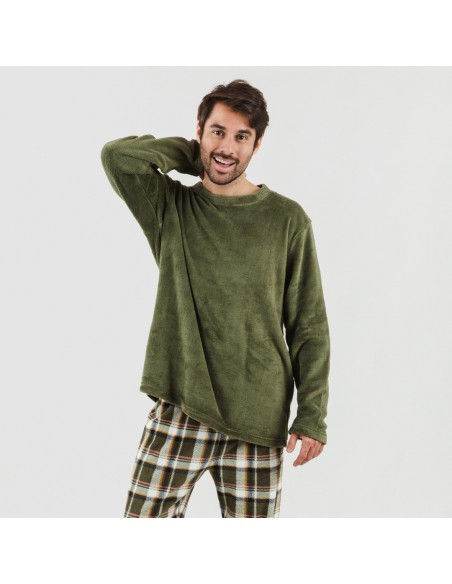 Pijama coral hombre Cuadro Aperol verde caceria pijama-coralina