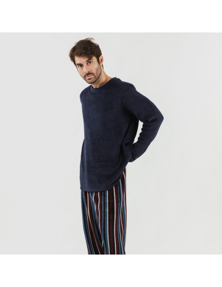 Pijama coral hombre Raya Detroit azul marino pijama-coralina