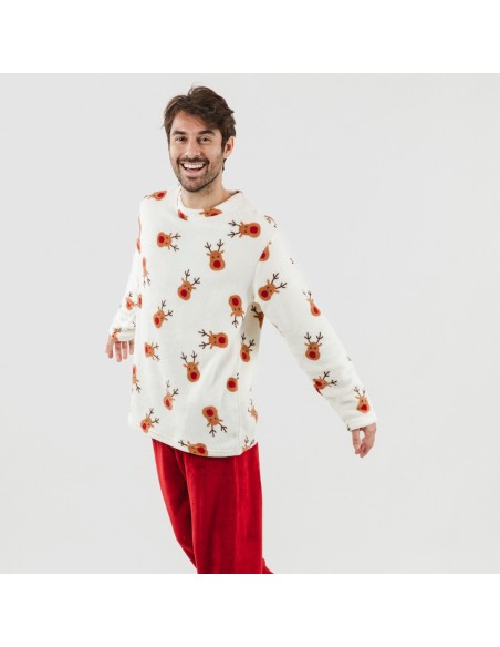 Pijama coral hombre Rudolf burdeos pijama-coralina