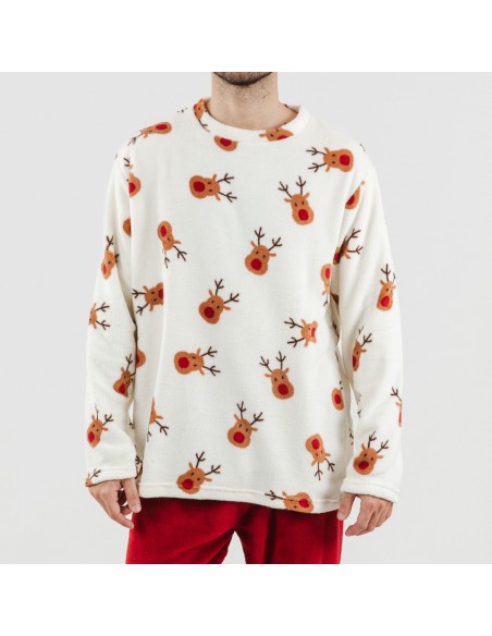 Pijama coral hombre Rudolf burdeos pijama-coralina