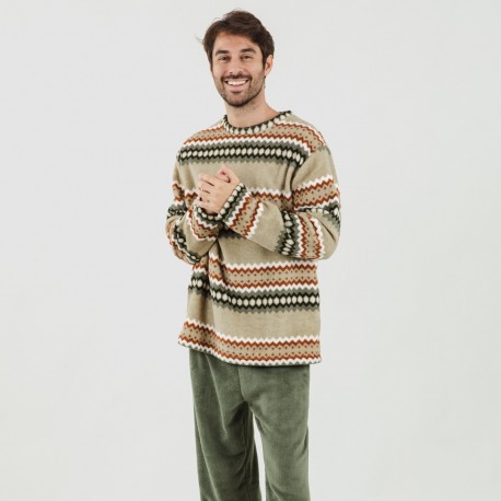 Pijama coral hombre Vaduz verde caceria pijama-coralina