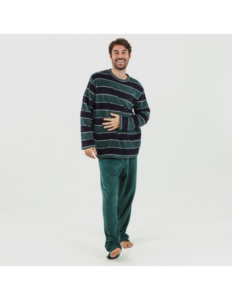 Pijama coral hombre Lorenzo verde pijama-coralina