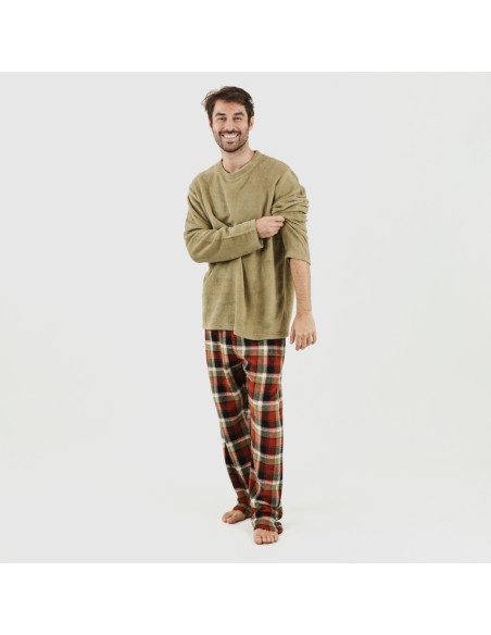 Pijama coral hombre Lucho verde pijama-coralina