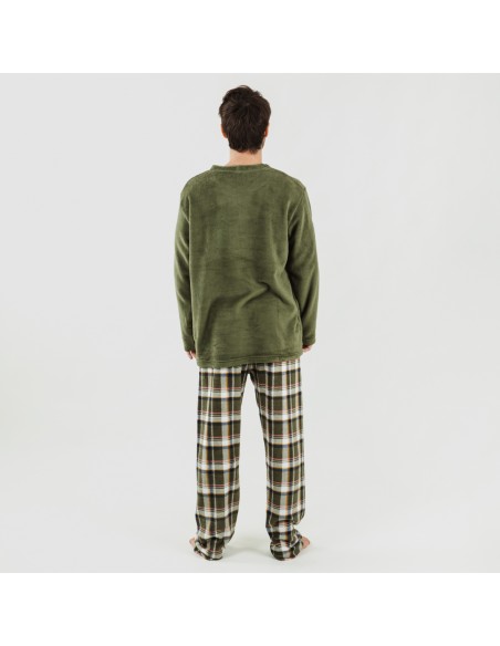 Pijama coral hombre Cuadro Aperol verde caceria pijama-coralina