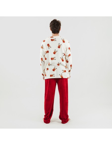 Pijama coral hombre Rudolf burdeos pijama-coralina