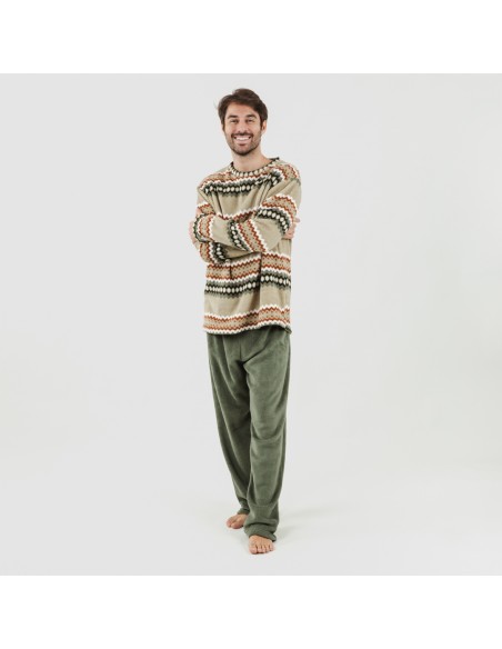 Pijama coral hombre Vaduz verde caceria pijama-coralina