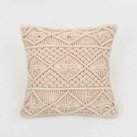 Cojín algodón Macramé Presire natural 45x45 - funda + relleno cojines-decorativos-estampados