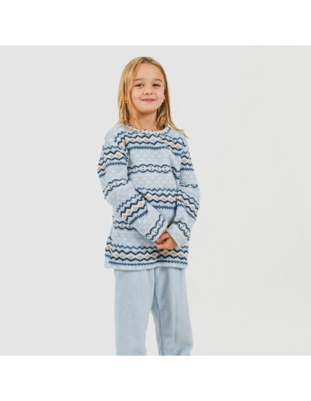 Pijama coral niño Cronos celeste pijama-infantil