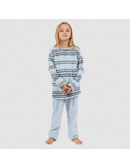 Pijama coral niño Cronos celeste pijama-infantil