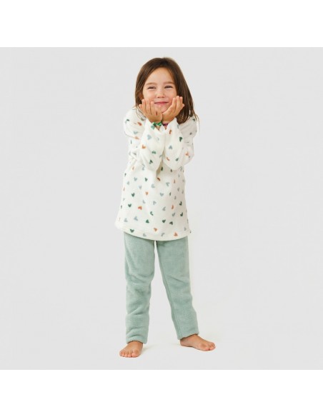 Pijama coral niña Julie verde tiffany pijama-infantil