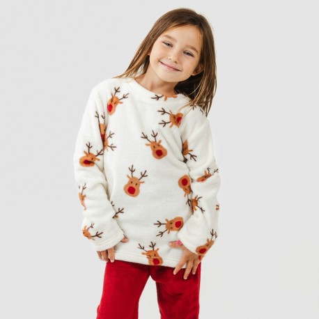 Pijama coral niño Rudolf burdeos pijama-infantil