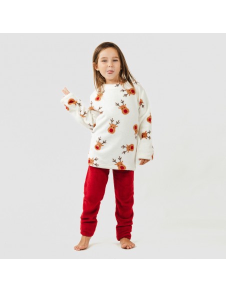 Pijama coral niño Rudolf burdeos pijama-infantil