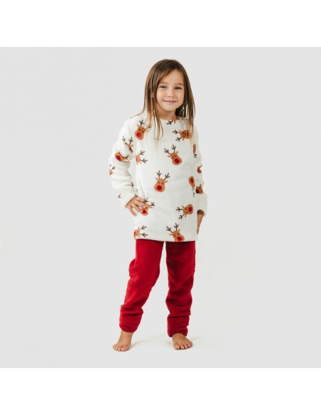 Pijama coral niño Rudolf burdeos pijama-infantil