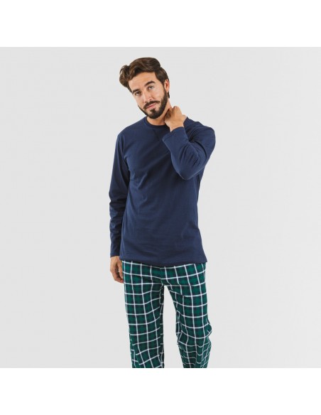 Pijama hombre franela Cuadro Ringo azul marino pijama-franela