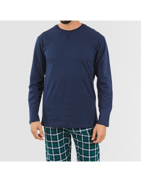 Pijama hombre franela Cuadro Ringo azul marino pijama-franela