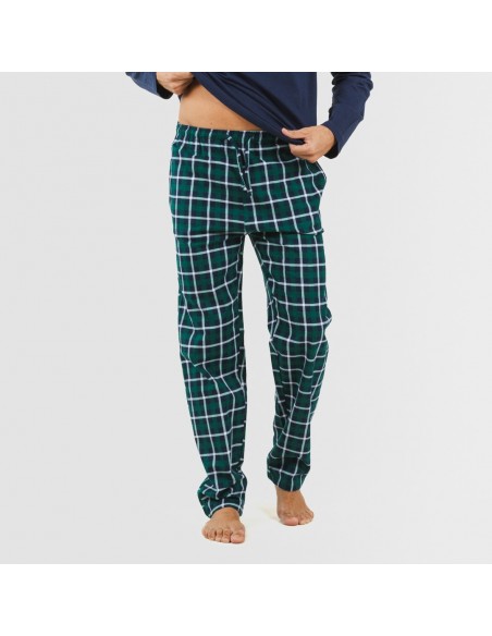 Pijama hombre franela Cuadro Ringo azul marino pijama-franela