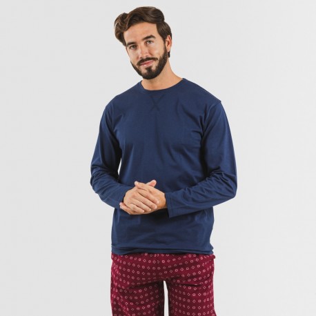 Pijama hombre franela Loui azul marino pijama-franela