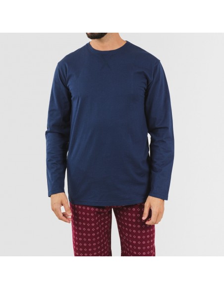 Pijama hombre franela Loui azul marino pijama-franela