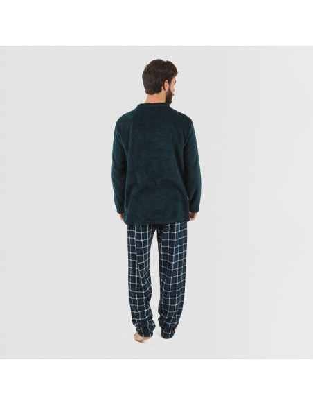 Pijama coral hombre Cuadro Ringo verde pijama-coralina