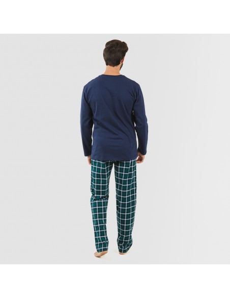 Pijama hombre franela Cuadro Ringo azul marino pijama-franela