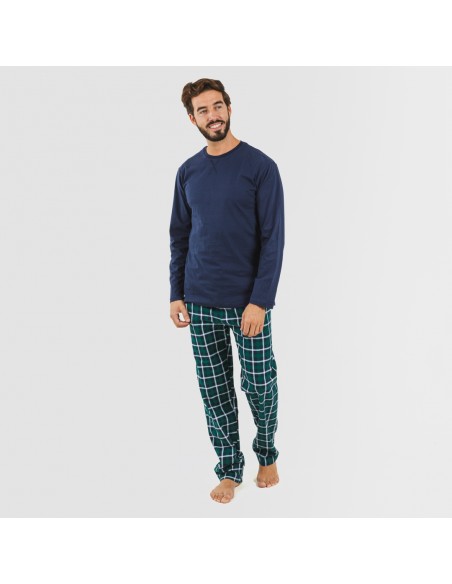 Pijama hombre franela Cuadro Ringo azul marino pijama-franela