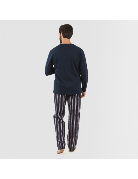 Pijama hombre franela Cronos azul marino pijama-franela