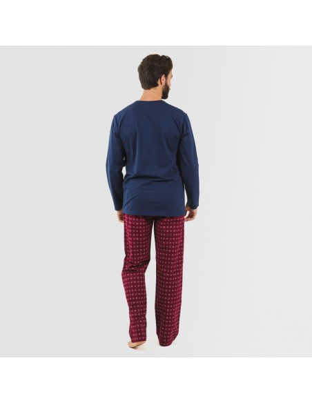 Pijama hombre franela Loui azul marino pijama-franela