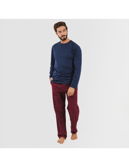 Pijama hombre franela Loui azul marino pijama-franela