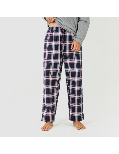 Pijama hombre franela Cuadro Tarso gris pijama-franela