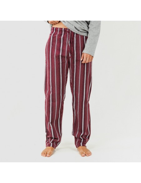 Pijama hombre franela Cronos burdeos pijama-franela